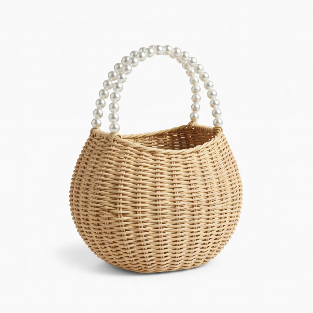 Woven Pearl Handle Bag