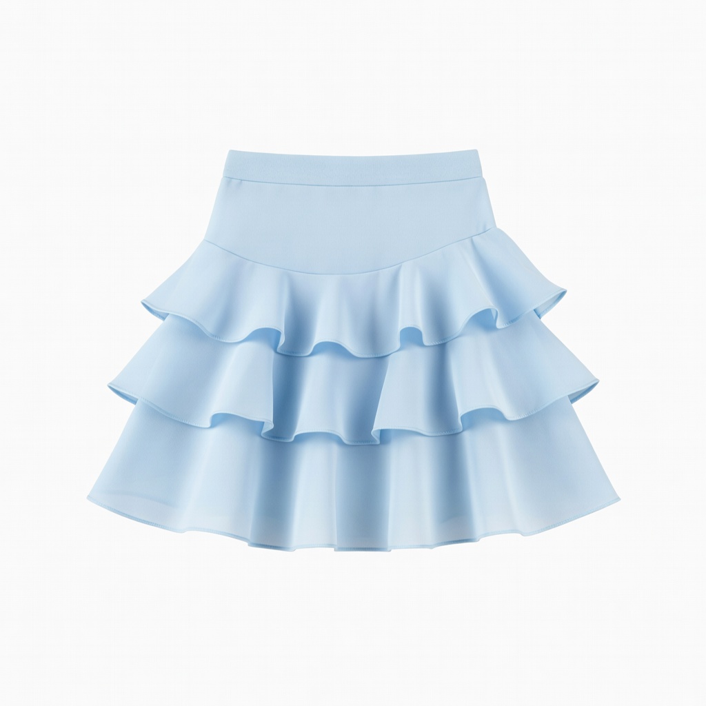 Light Blue Tiered Ruffle Skirt