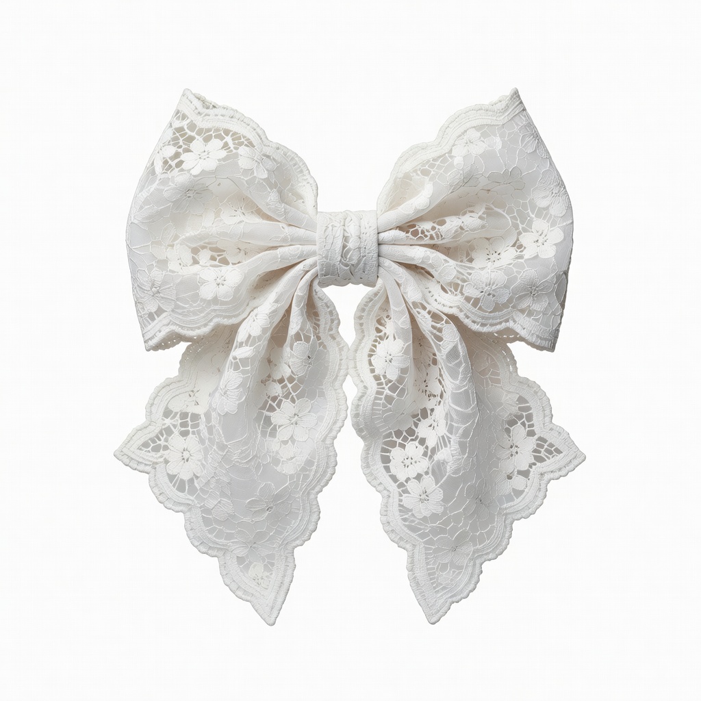 White Lace Oversized Hair Bow