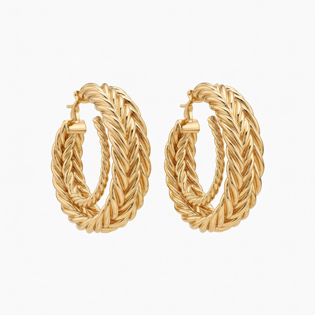 Gold Textured Hoop Earrings