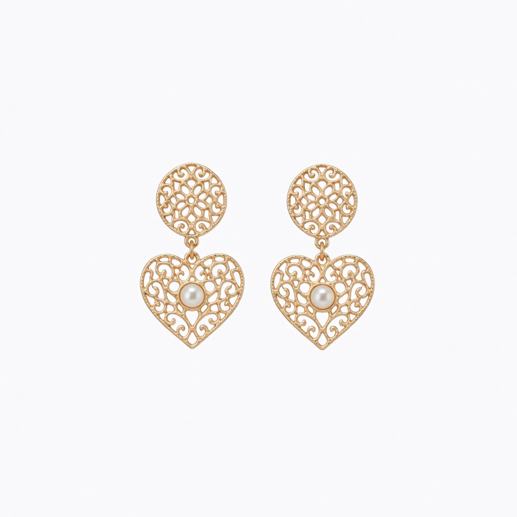 Gold Heart Drop Earrings