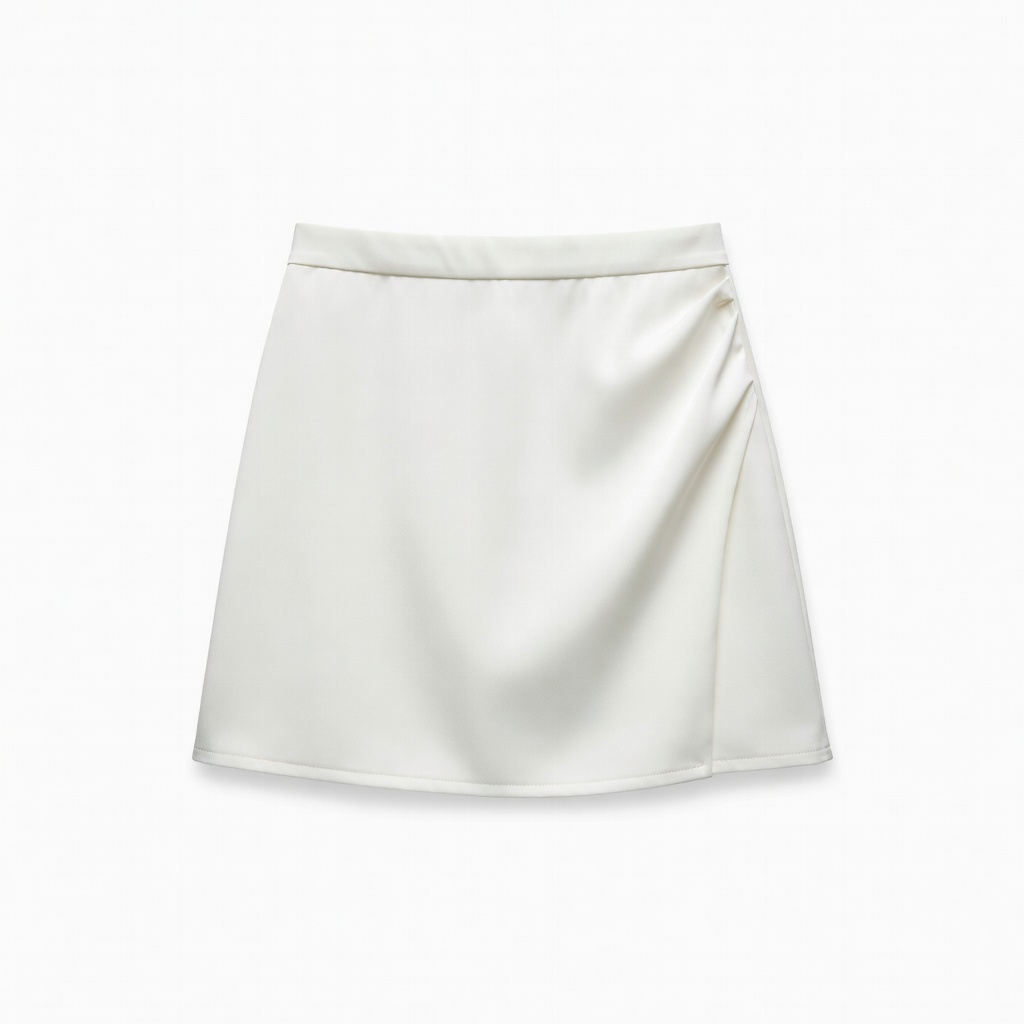 White Draped Mini Skirt