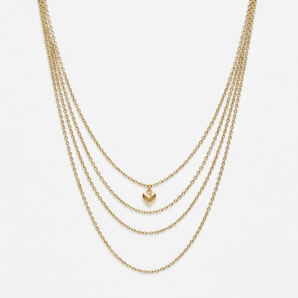 Gold Heart Layered Necklace