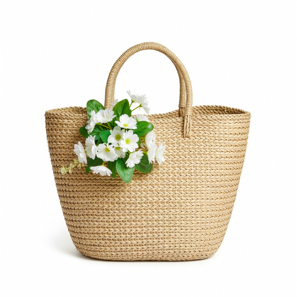 Bolsa tote de palha trançada