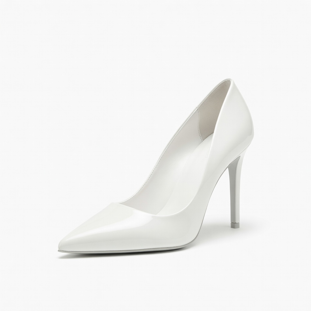White Pointed Toe Heel Pumps