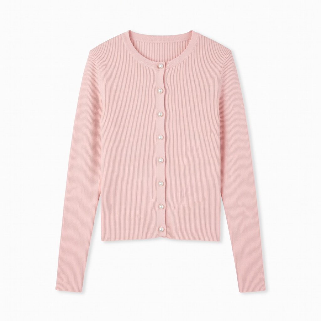 Blush Pink Ribbed Cardigan
