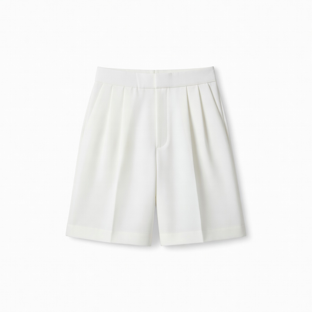 White High-Waisted Tailored Shorts
