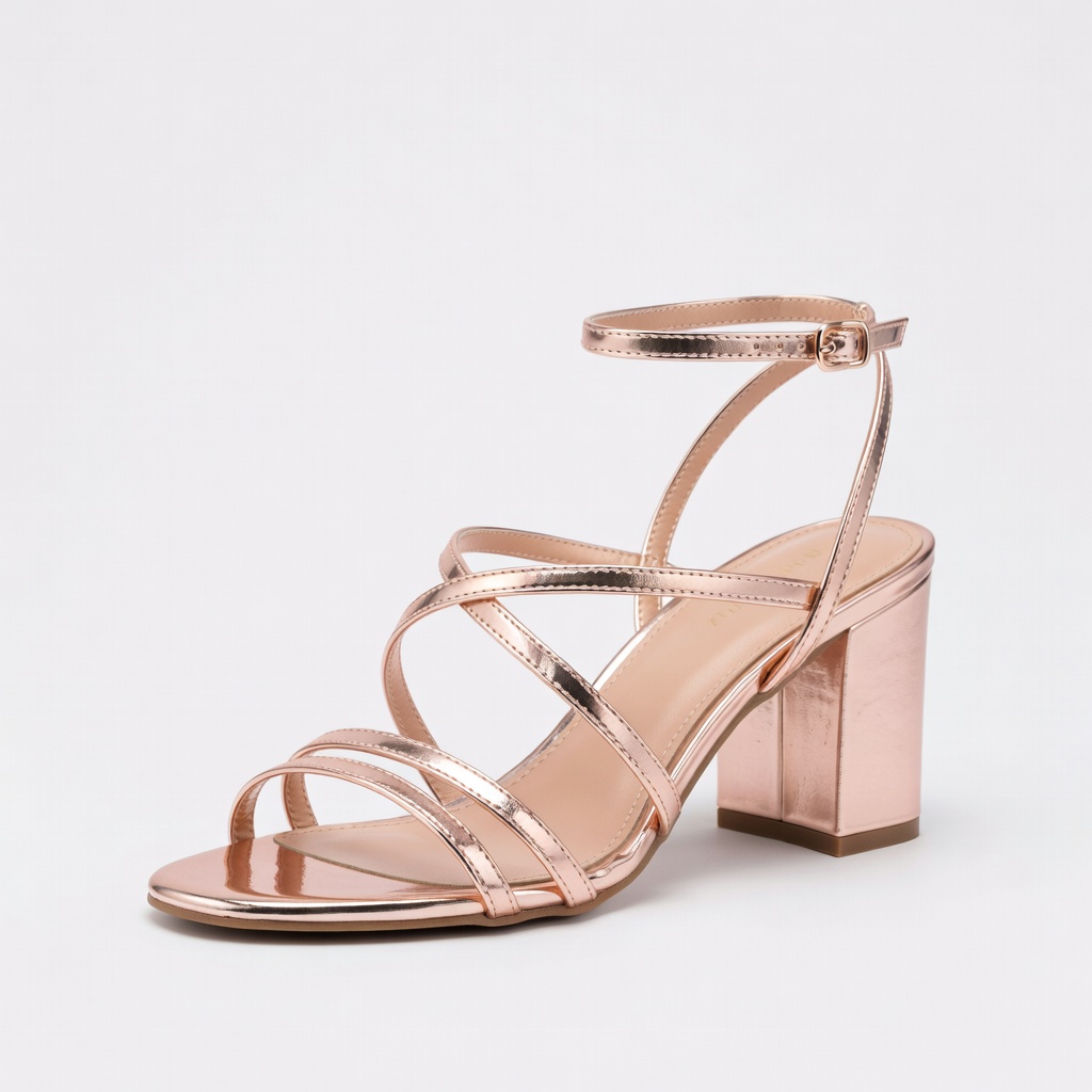 Metallic Block Heel Sandals