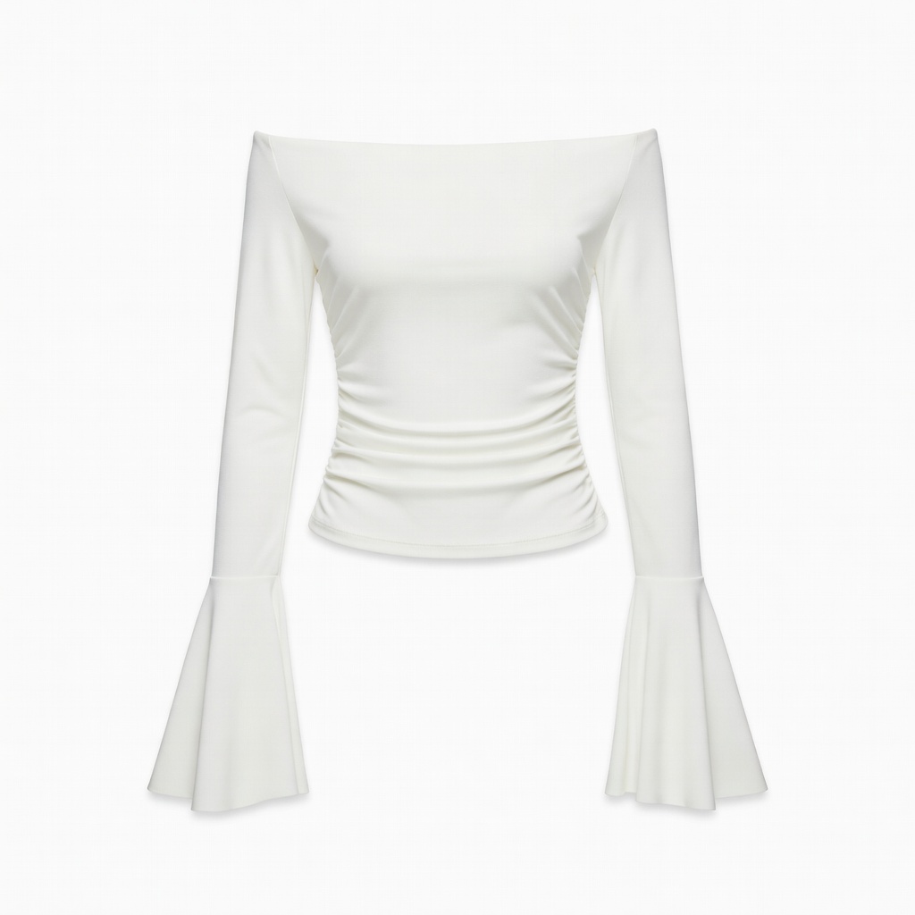 White Off-Shoulder Long Sleeve Top