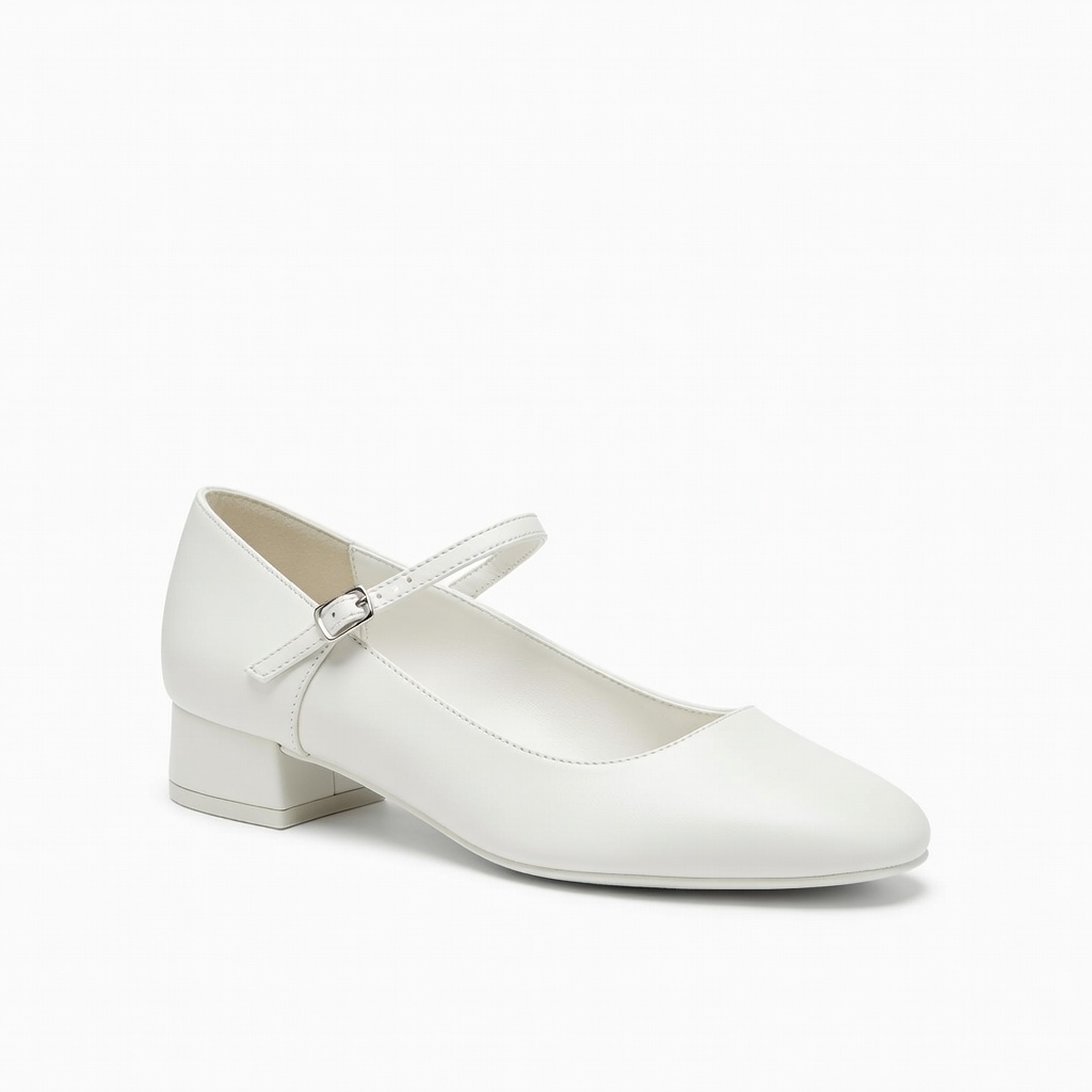 Weiße Mary-Jane-Pumps