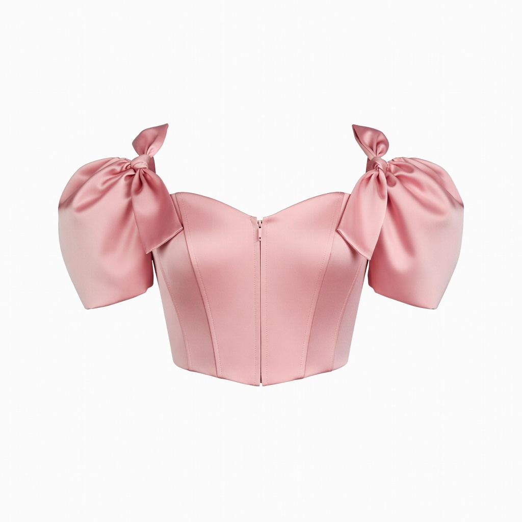 Blush Pink Puff Sleeve Corset Top