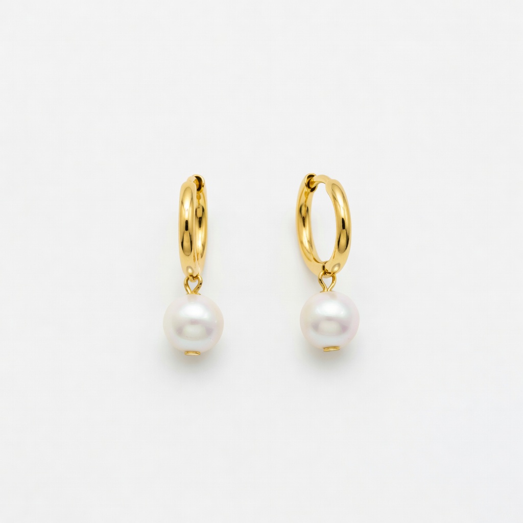 Gold Pearl Hoop Earrings