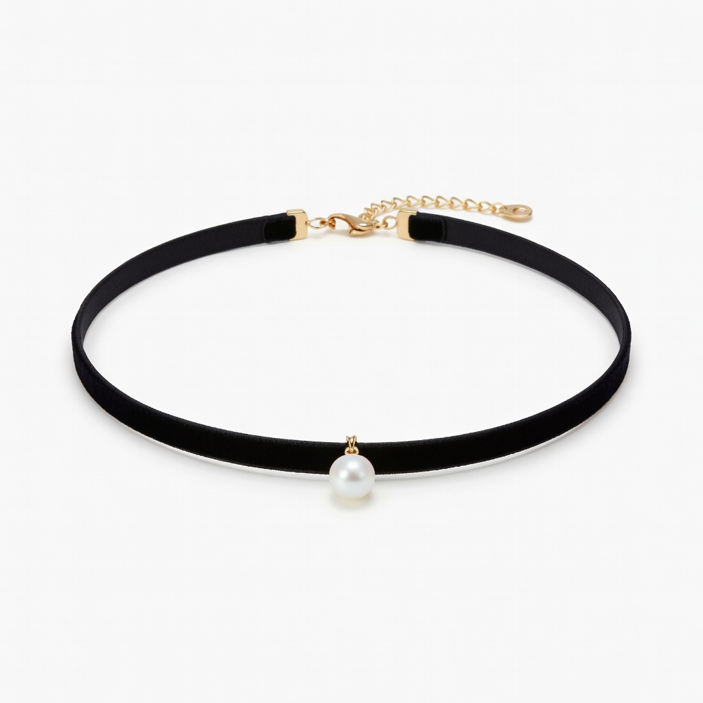 Black Velvet Pearl Drop Choker