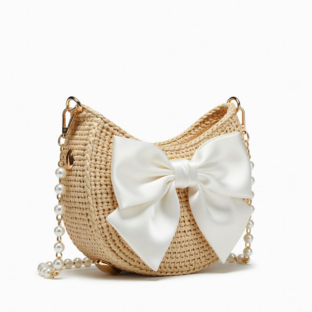 Geflochtene Handtasche mit Schleife