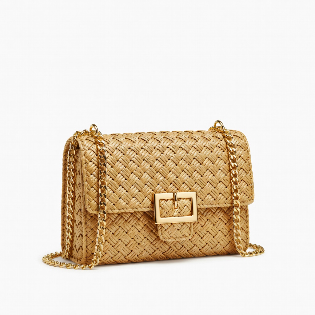 Gold Woven Shoulder Bag