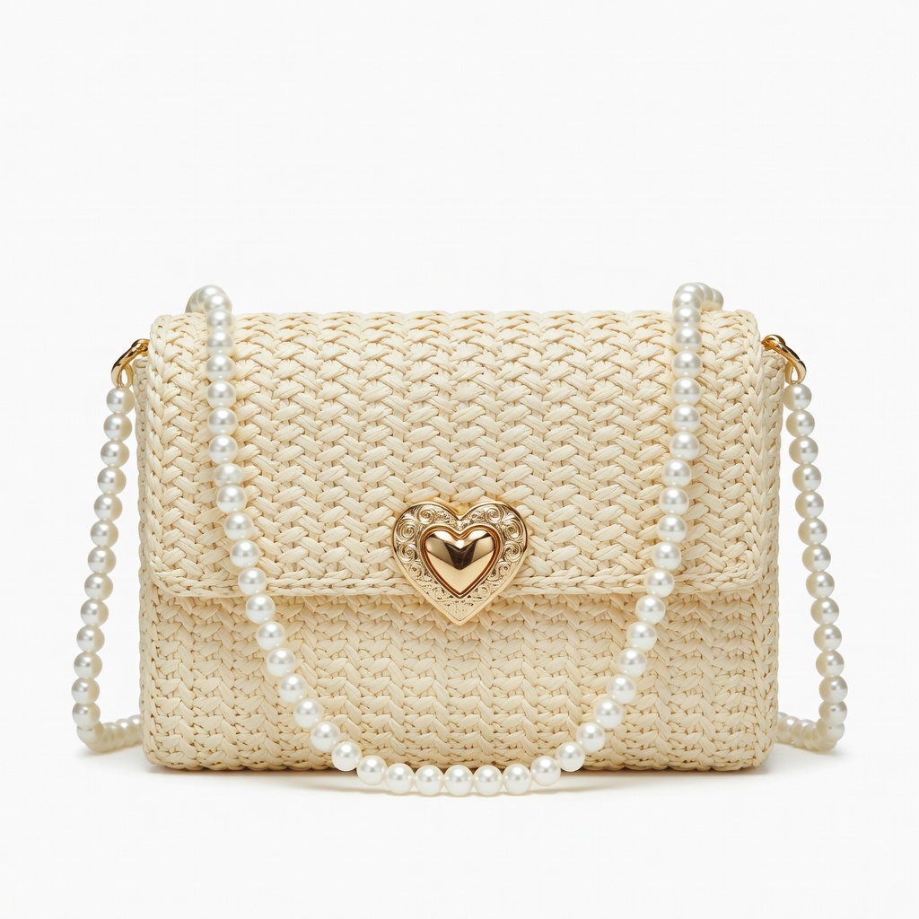 Woven Heart Clasp Handbag
