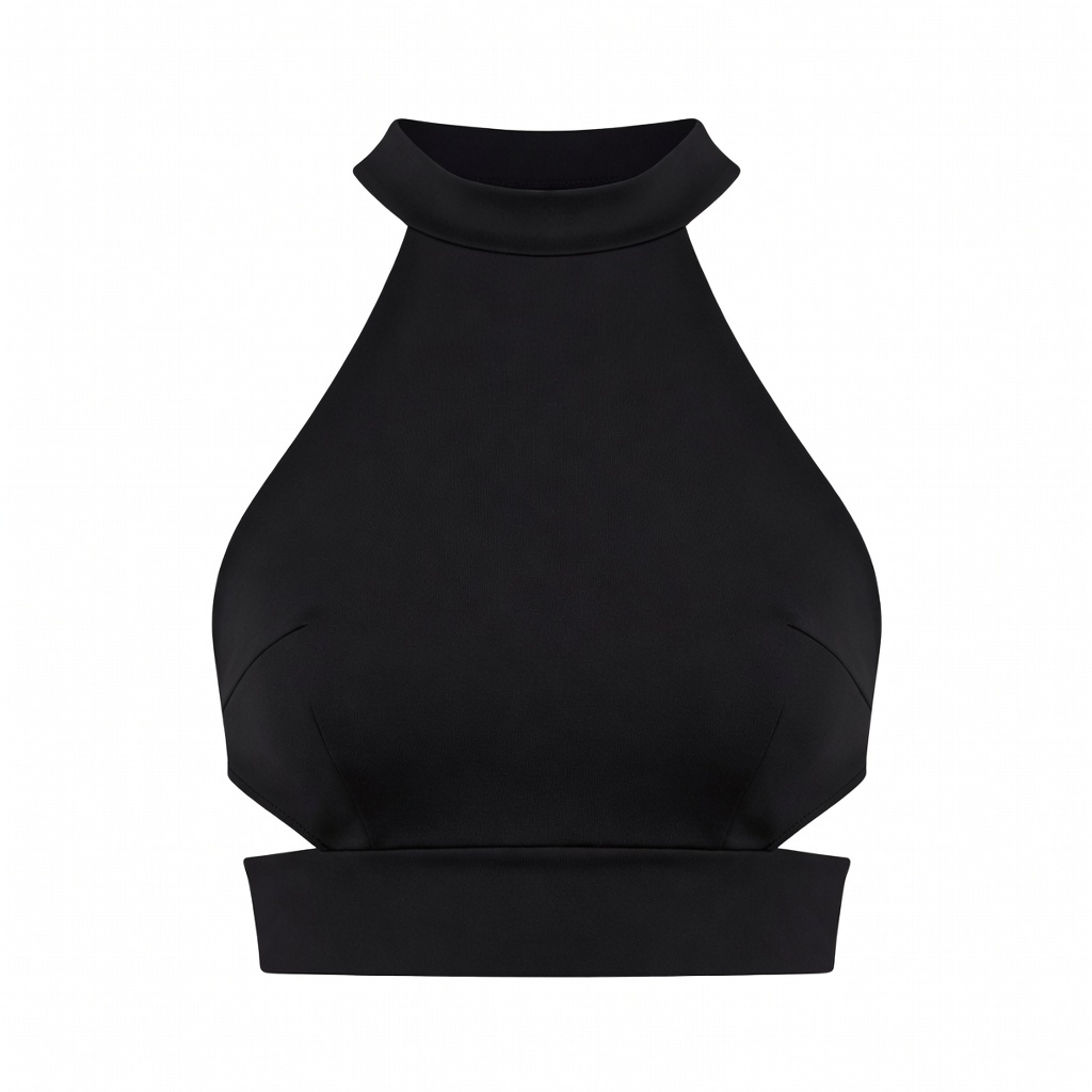 Black Cut-Out Halter Top