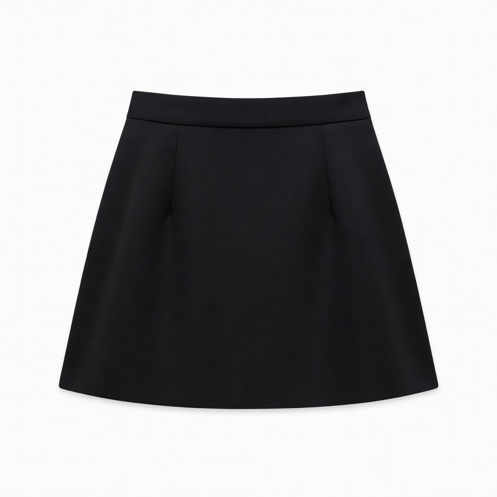 Black Flared Mini Skirt