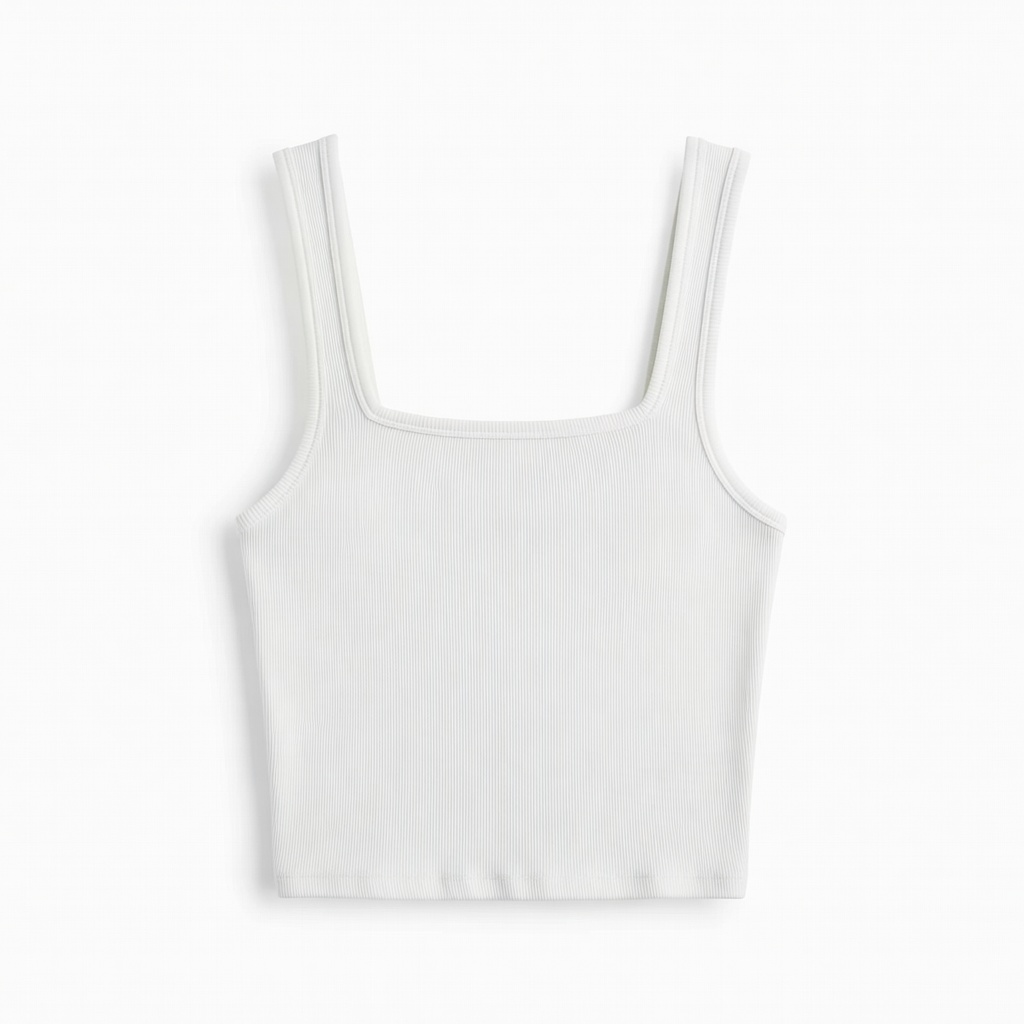 White Ribbed Tank Top