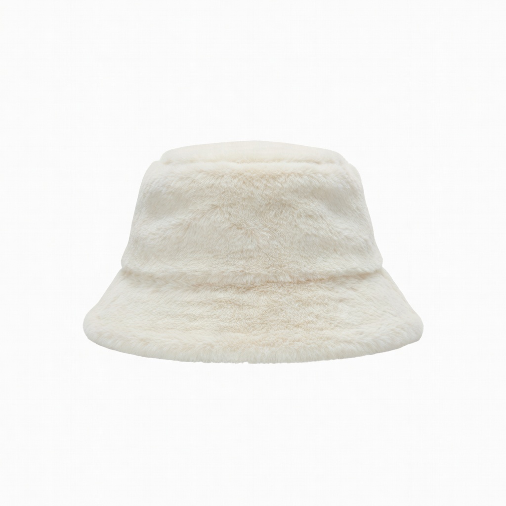 Χνουδωτό καπέλο bucket off-white