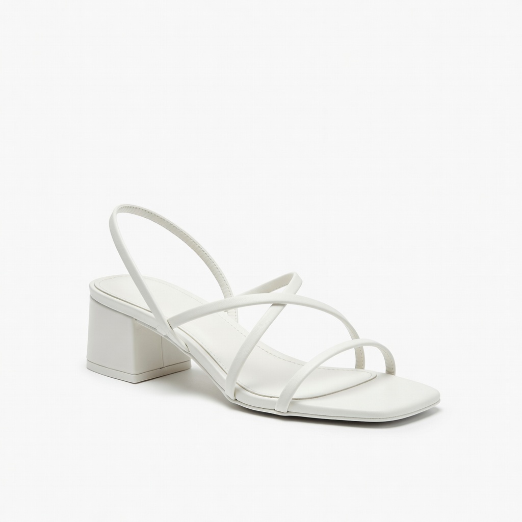 White Block Heel Sandals