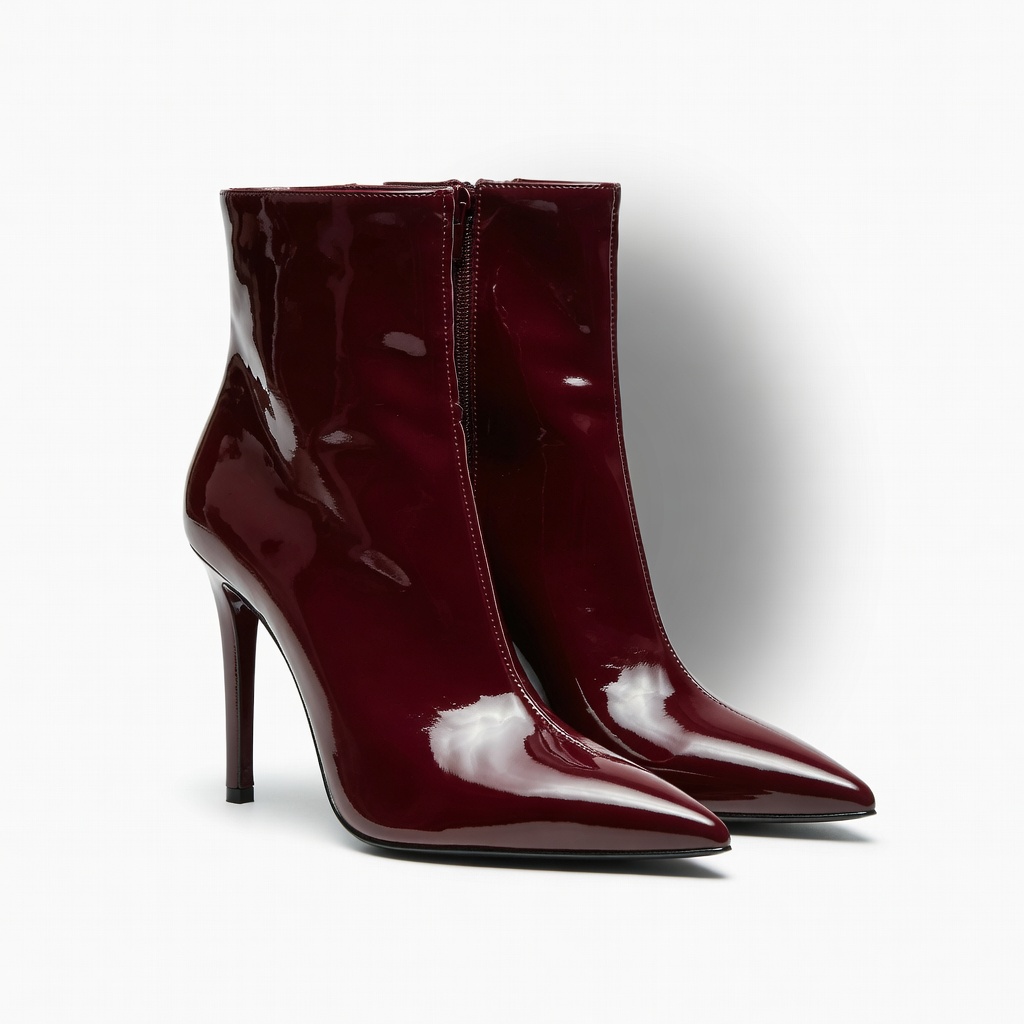 Burgundy Patent Ankle Boots