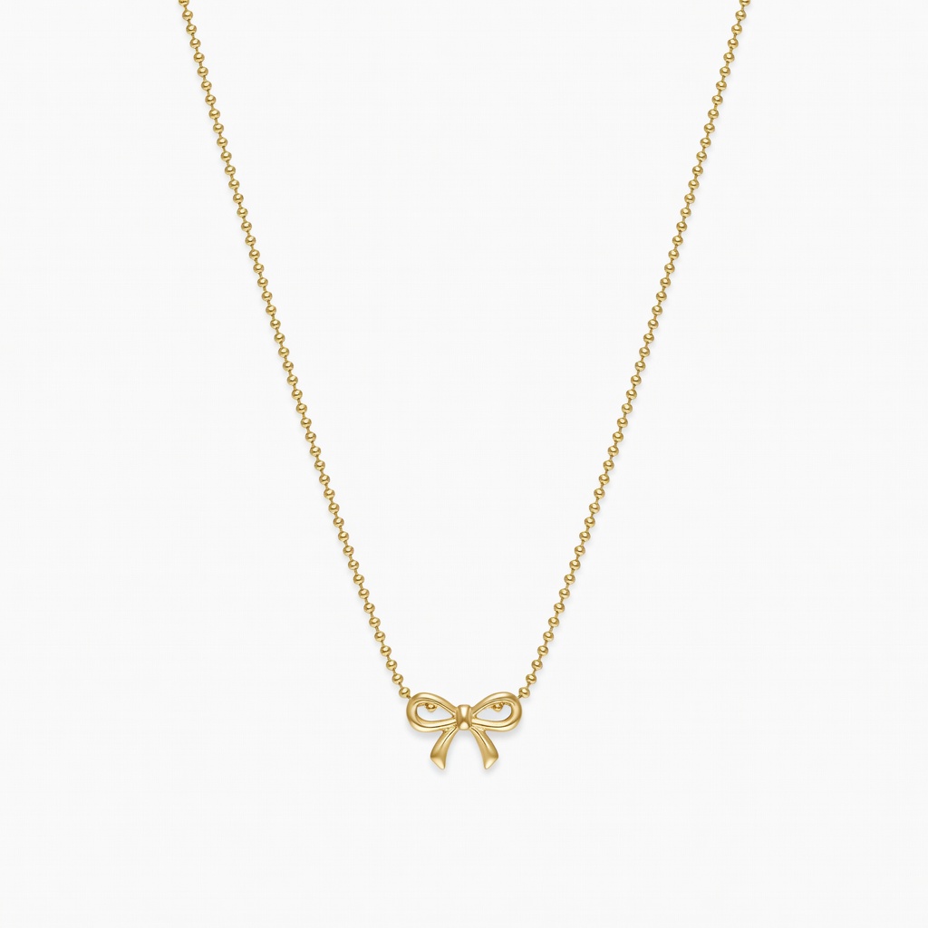 Gold Bow Pendant Necklace