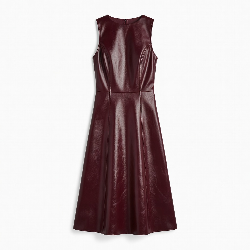 Burgundy Faux Leather Dress