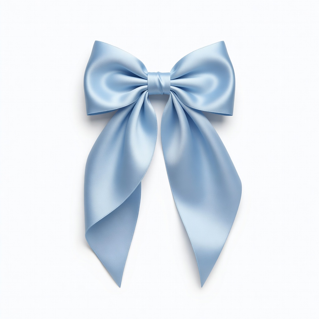 Blue Satin Hair Bow