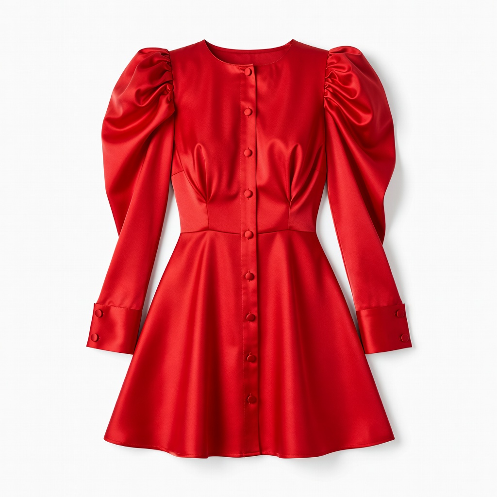 Rotes Mini-Satinkleid