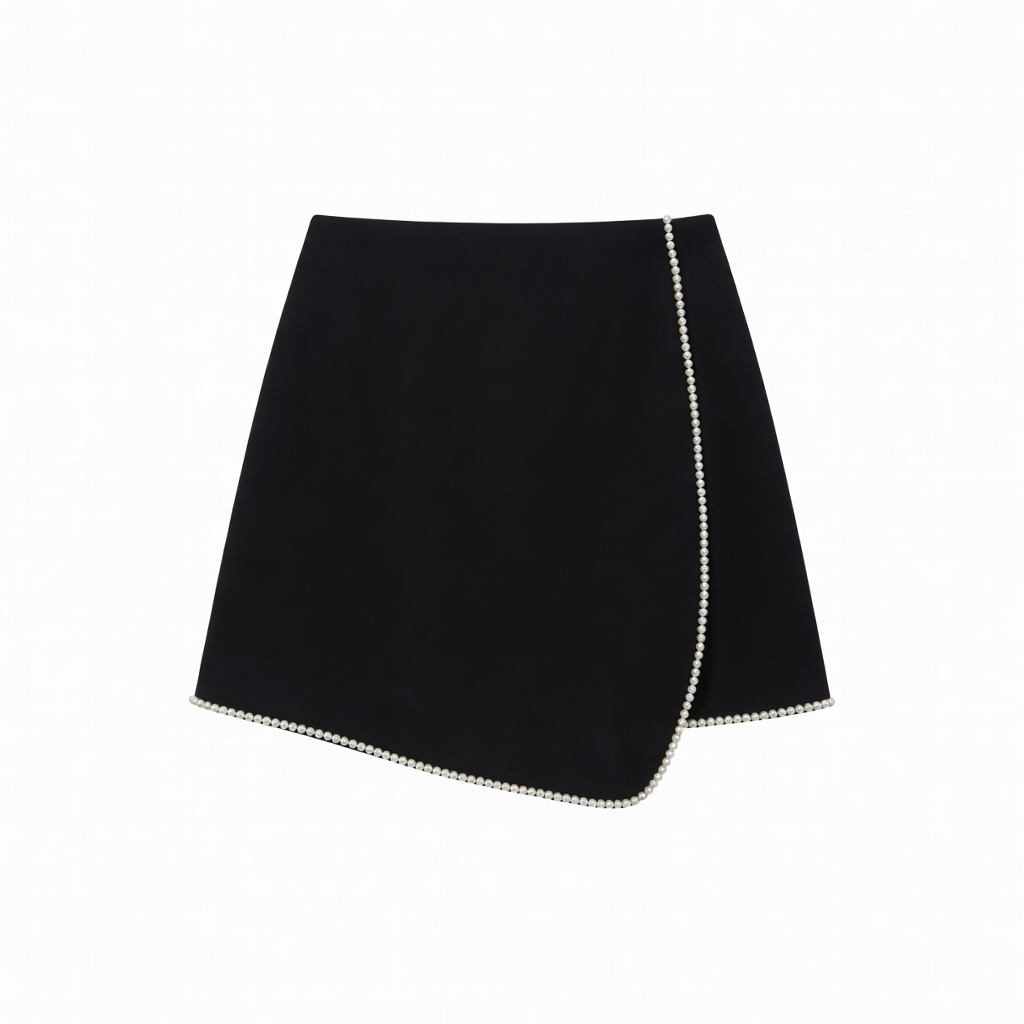 Black Pearl Trim Mini Skirt