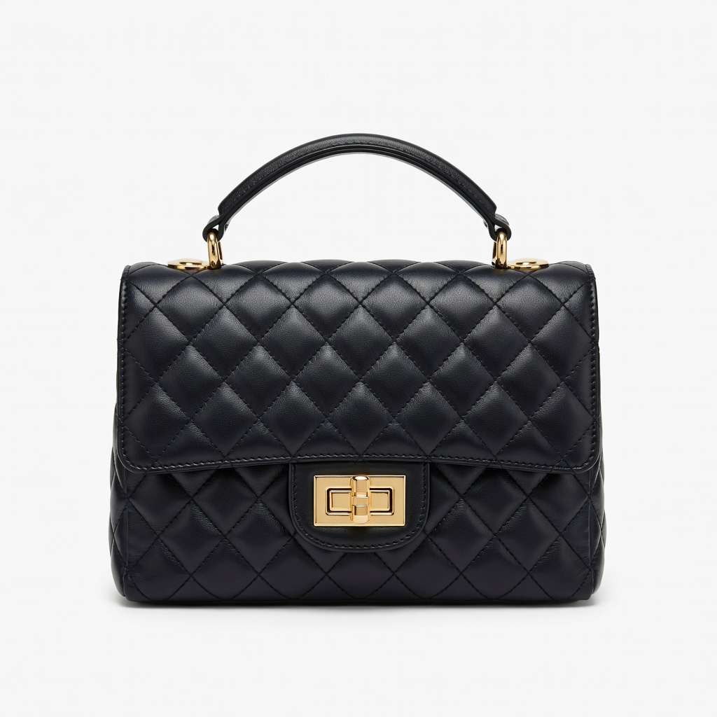 Schwarze gesteppte Handtasche