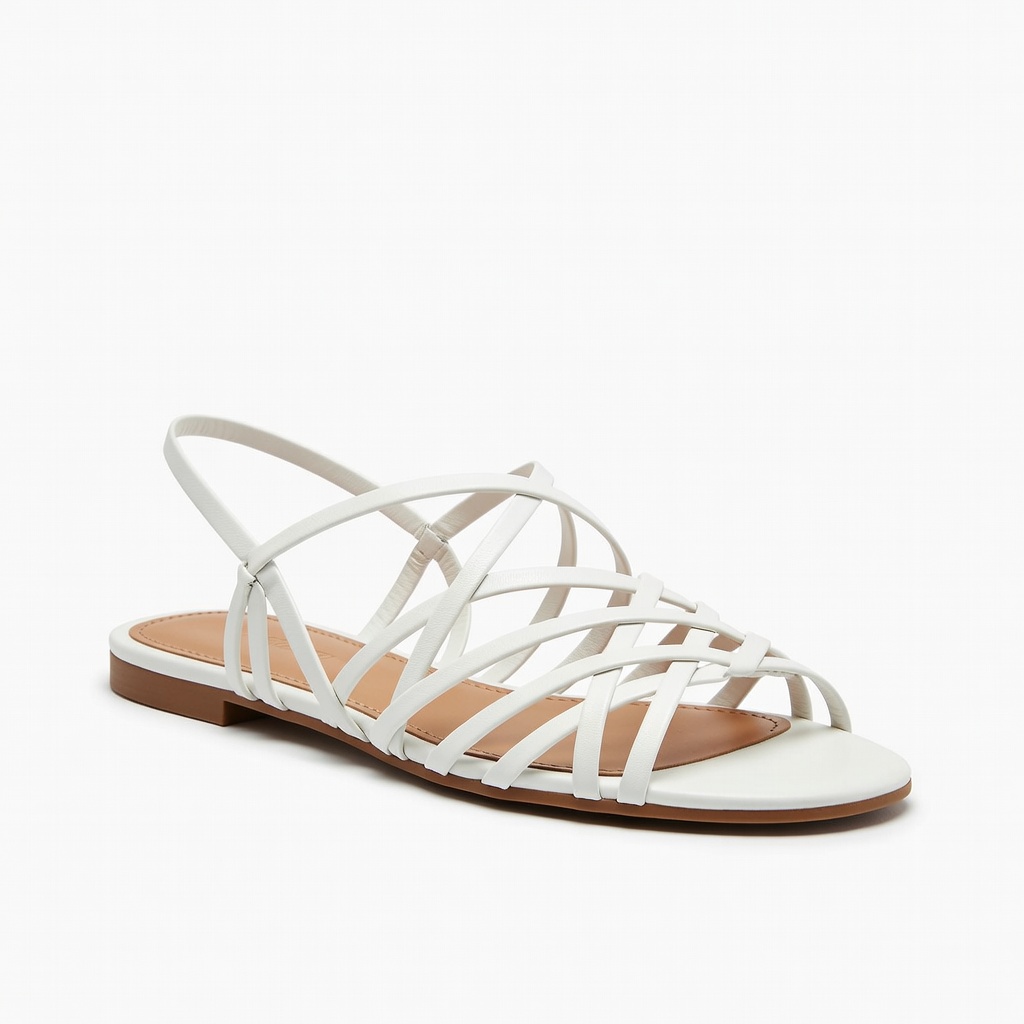 White Strappy Flat Sandals
