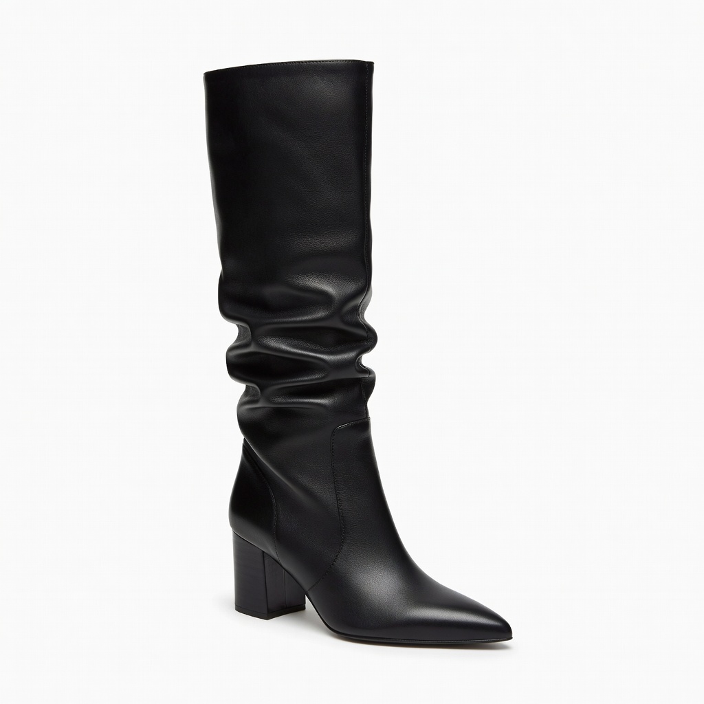 Black Slouchy Leather Boots