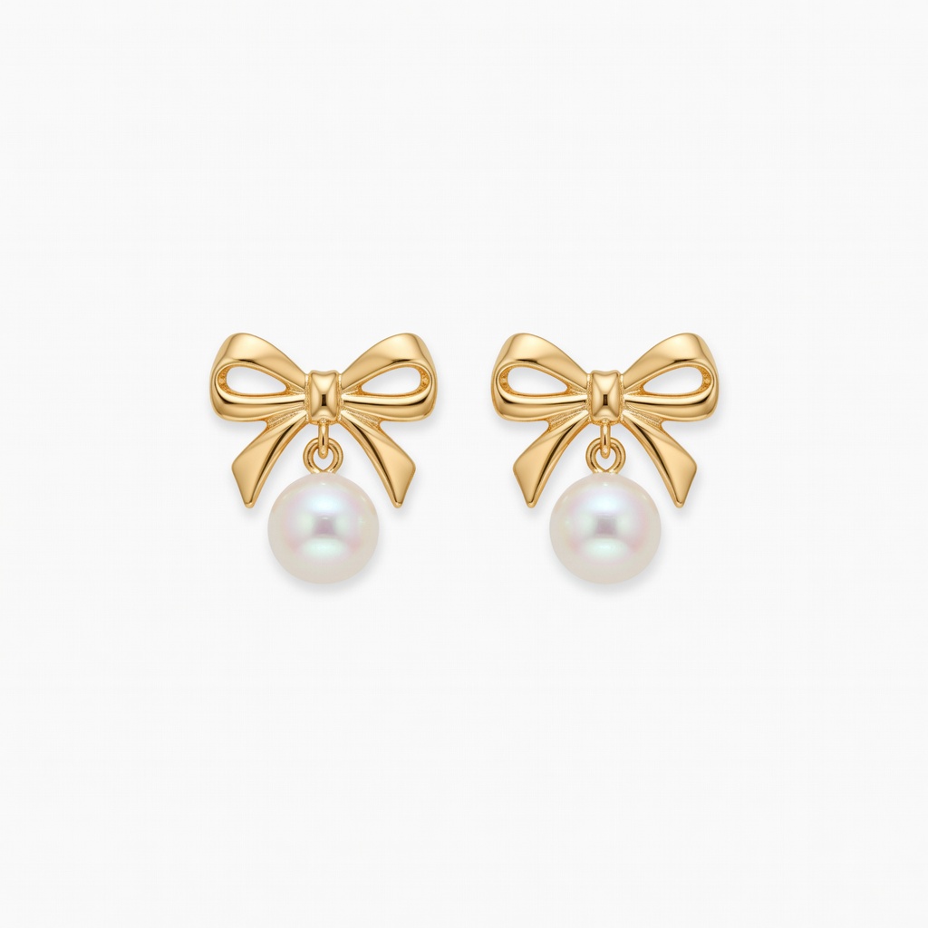 Pearl Bow Drop Earrings
