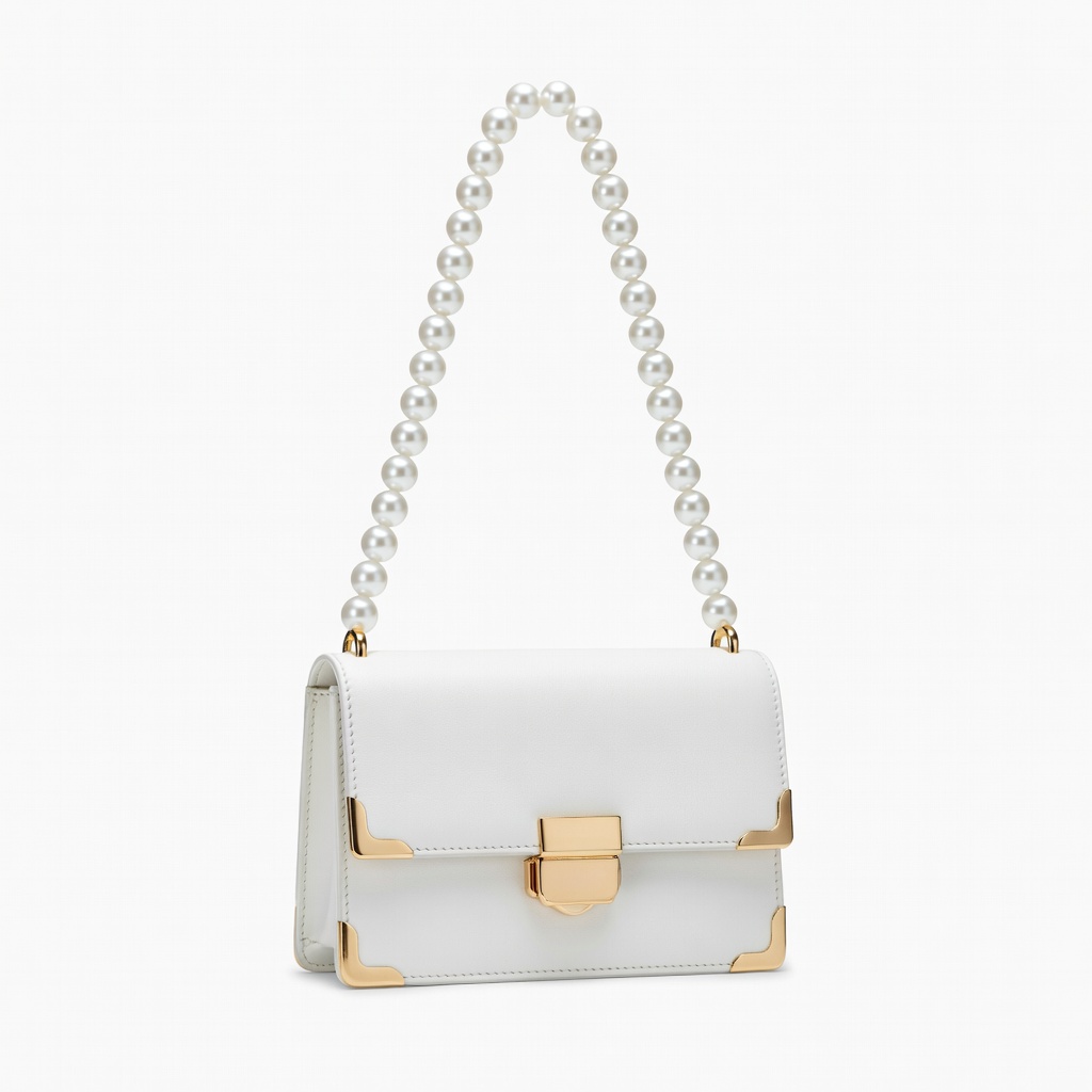 White Pearl Chain Handbag
