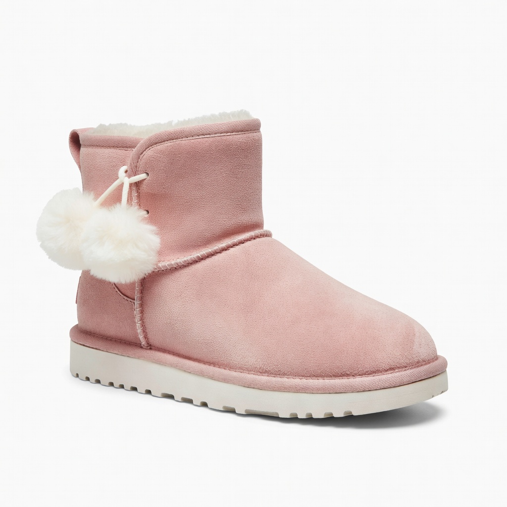 Pink Suede Pom-Pom Ugg Boots