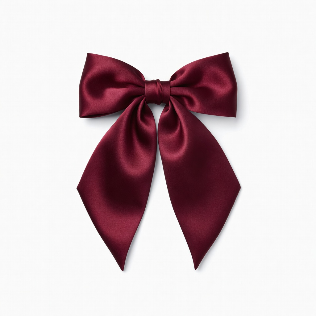 Burgundy Satin Hair Bow