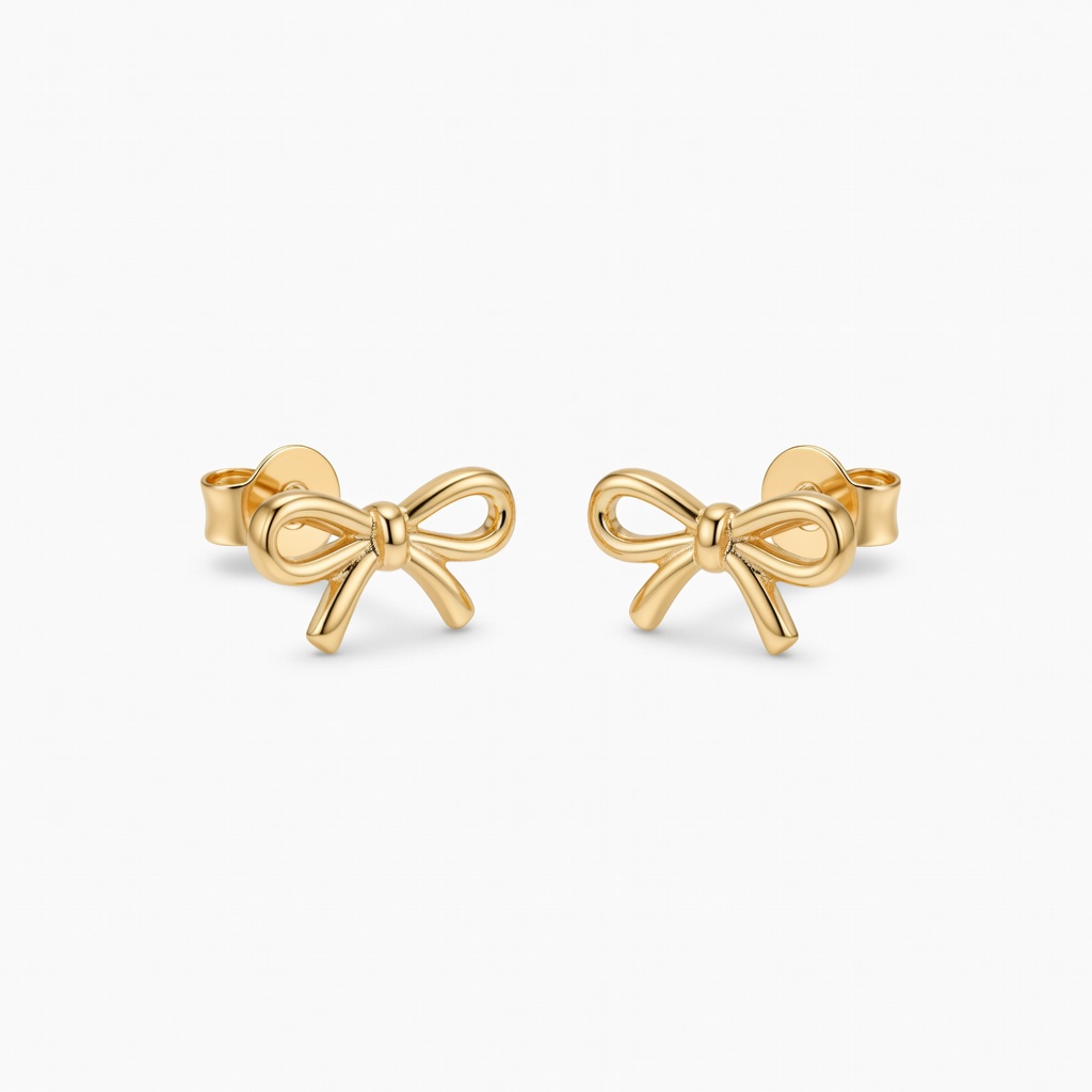 Gold Bow Stud Earrings