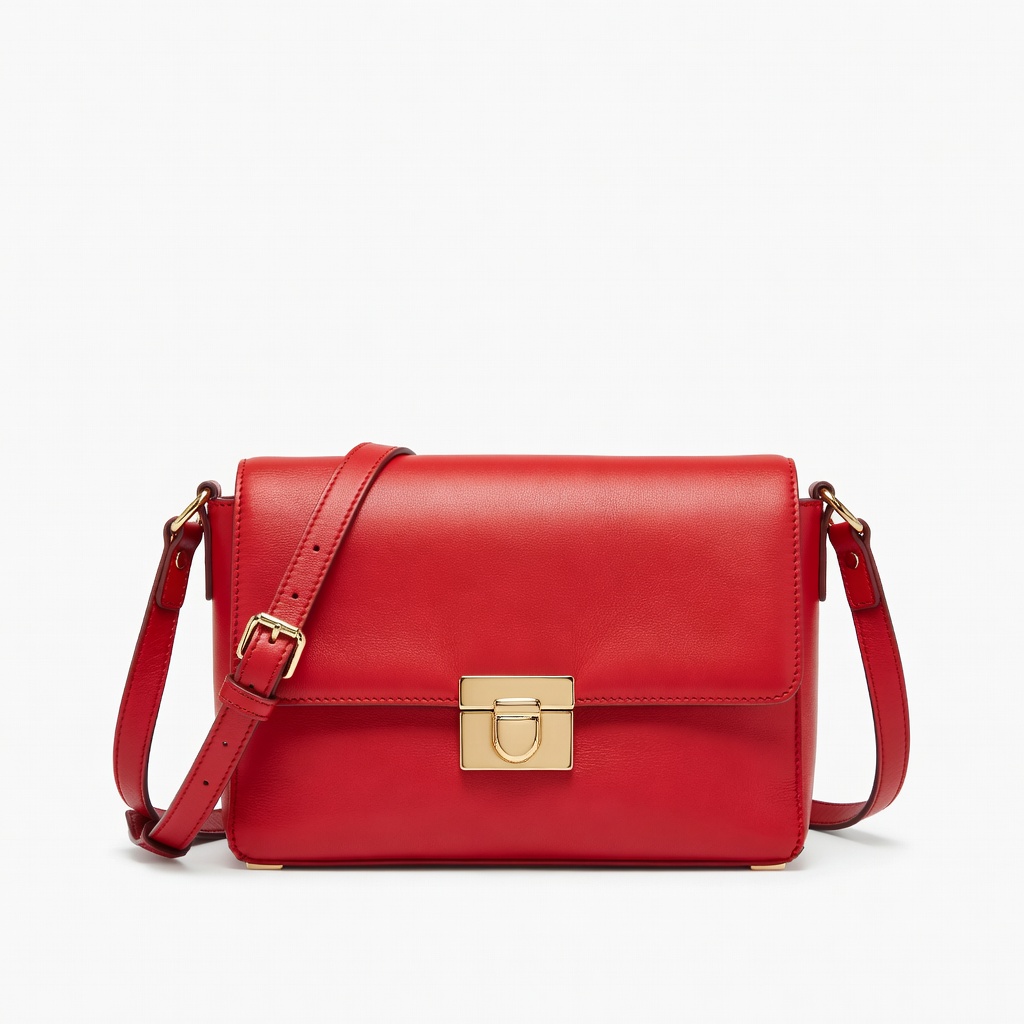 Rote Lederschultertasche