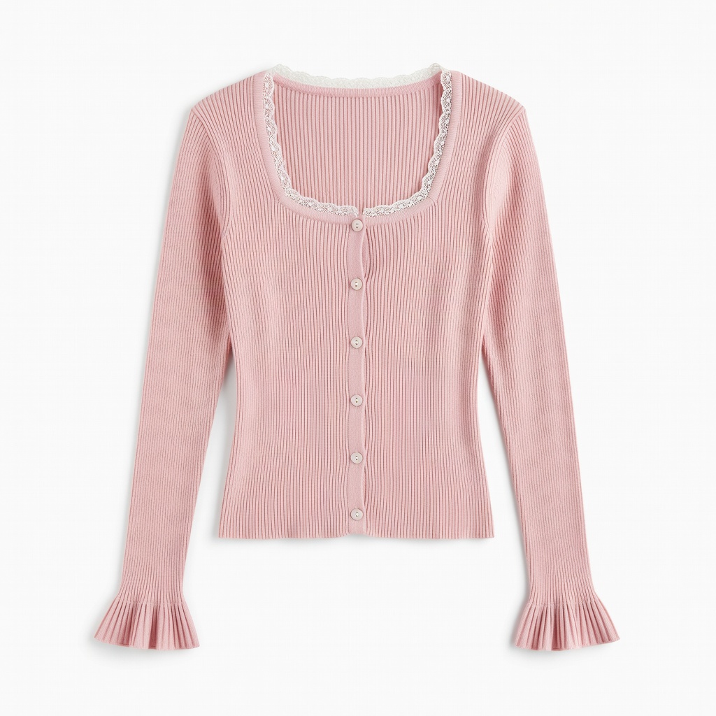 Dusty Pink Ribbed Cardigan