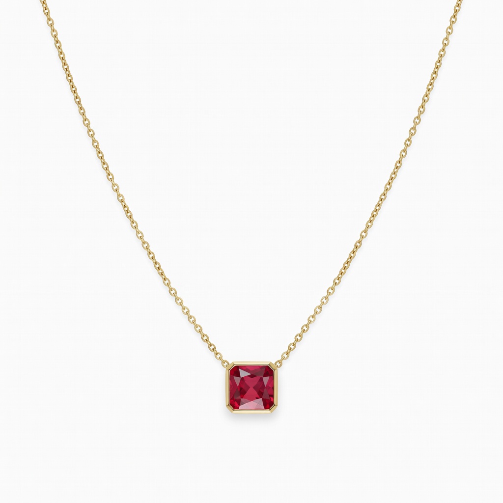 Gold Red Gem Necklace