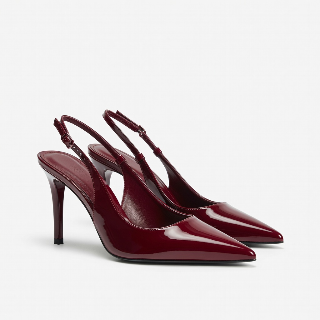Burgundy Patent Slingback Heels