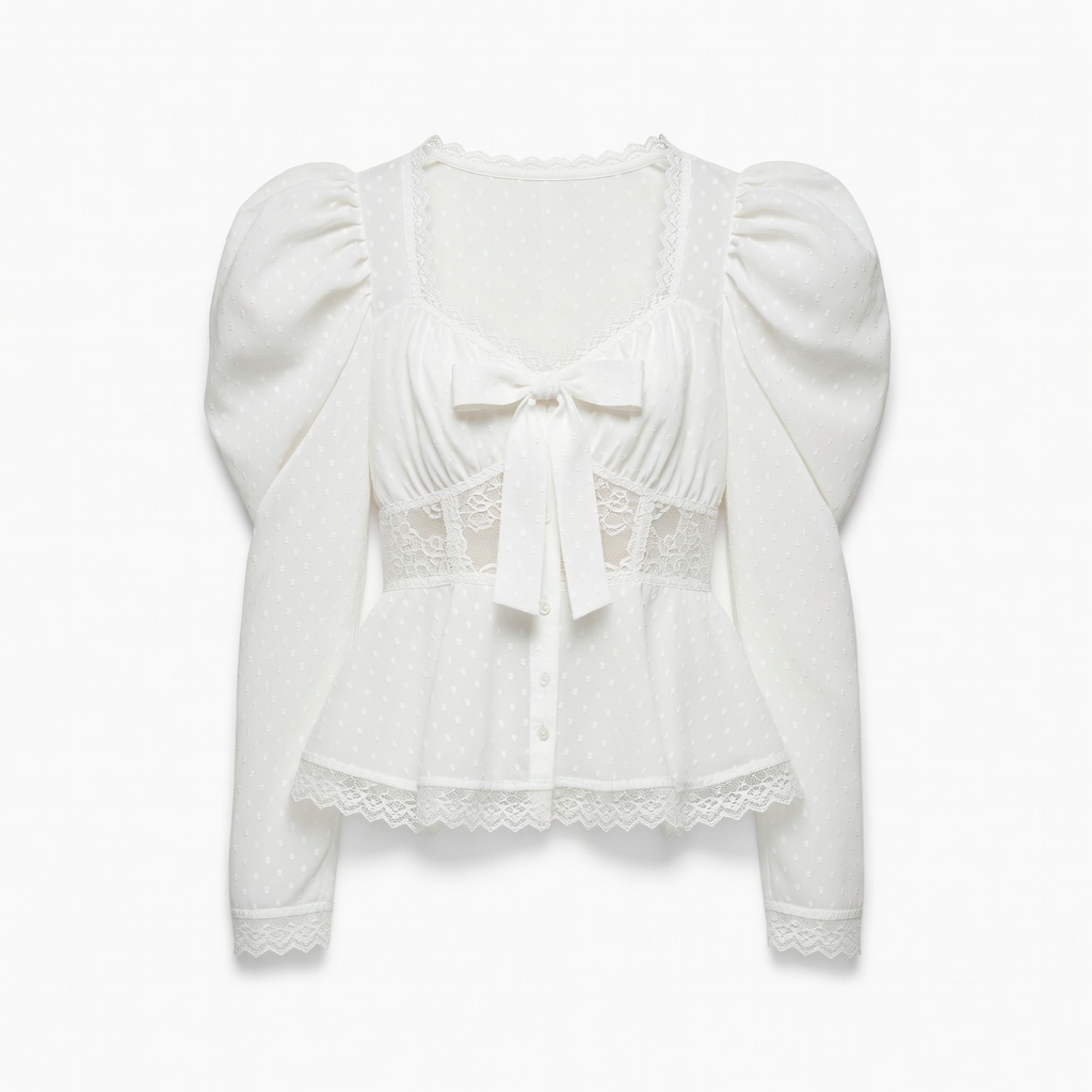 White Polka Dot Lace Blouse