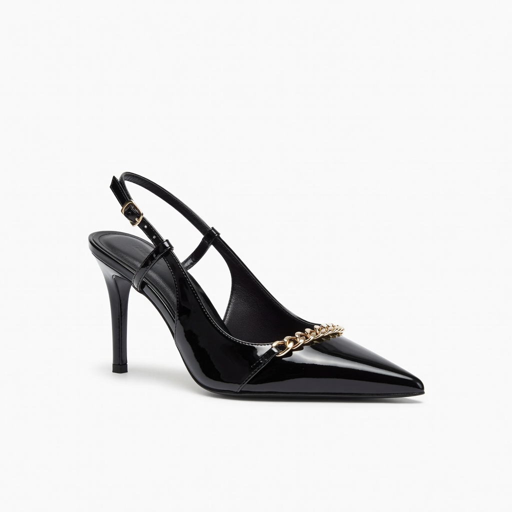 Schwarze Slingback-Stiletto-Pumps