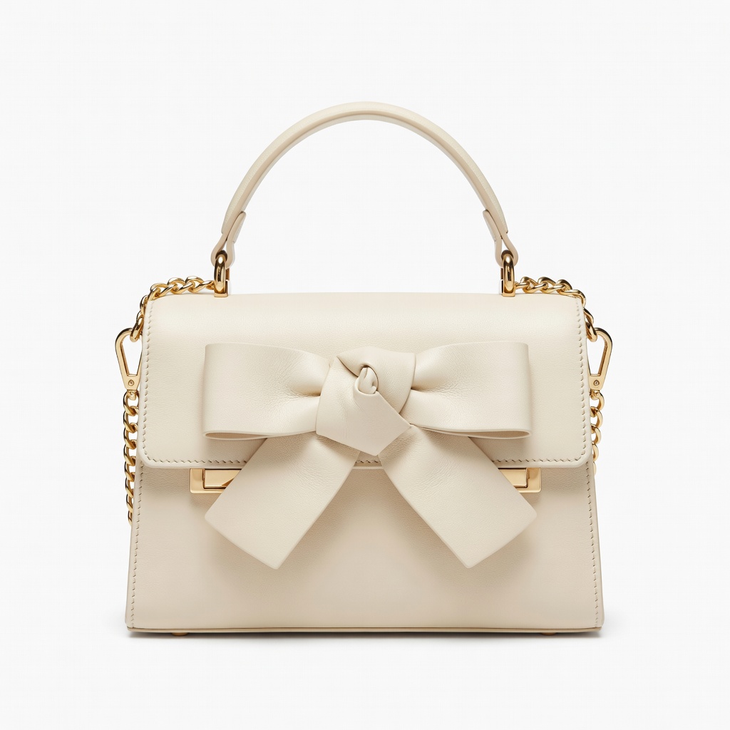 Cream Bow Shoulder Bag