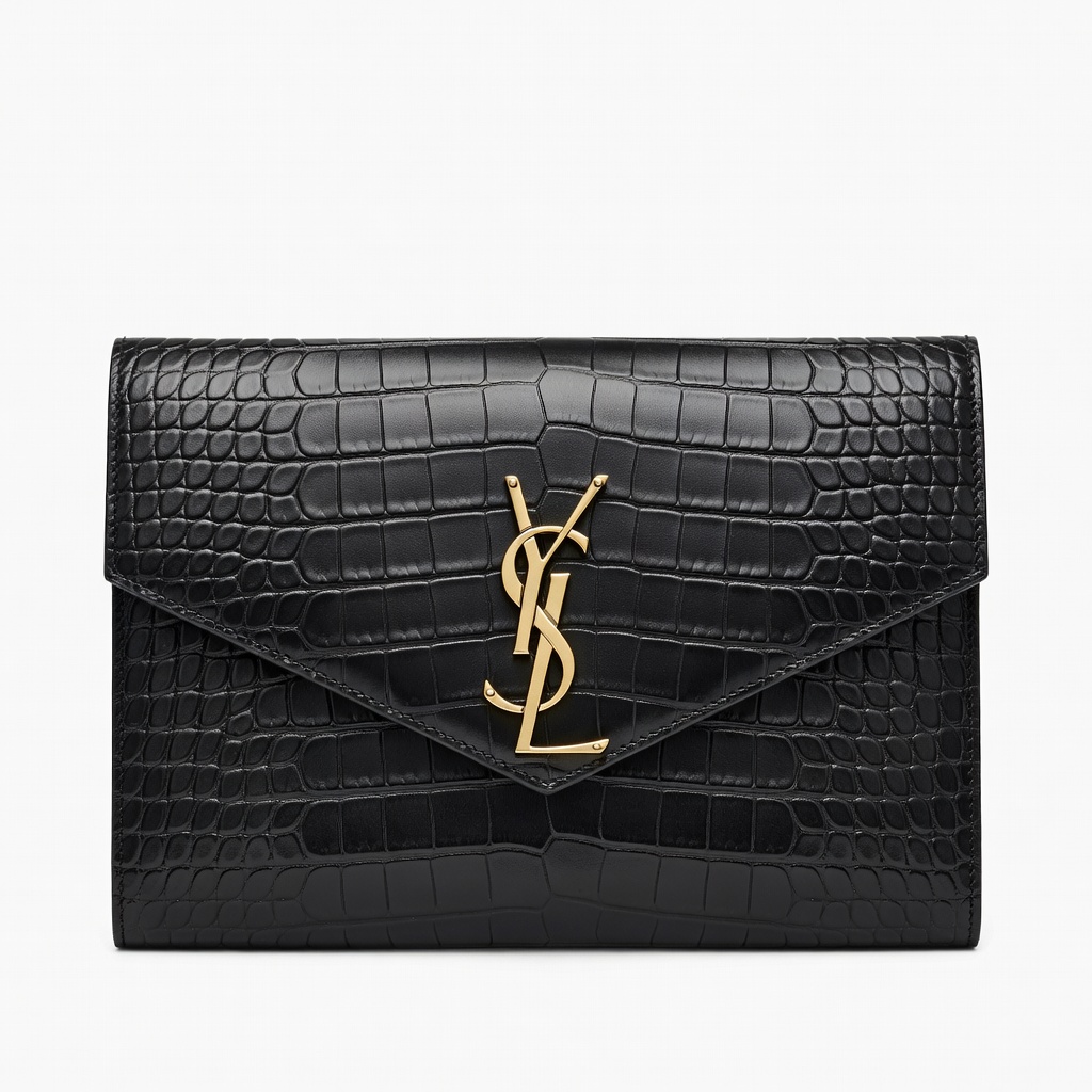 Pochette coccodrillo nera