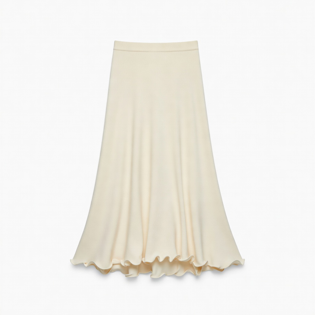 Flowy Midi Skirt with Ruffled Hem