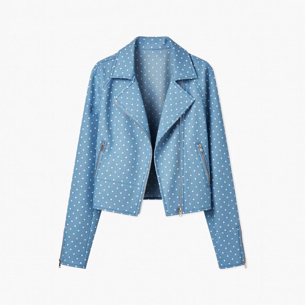 Veste en denim bleu clair à pois