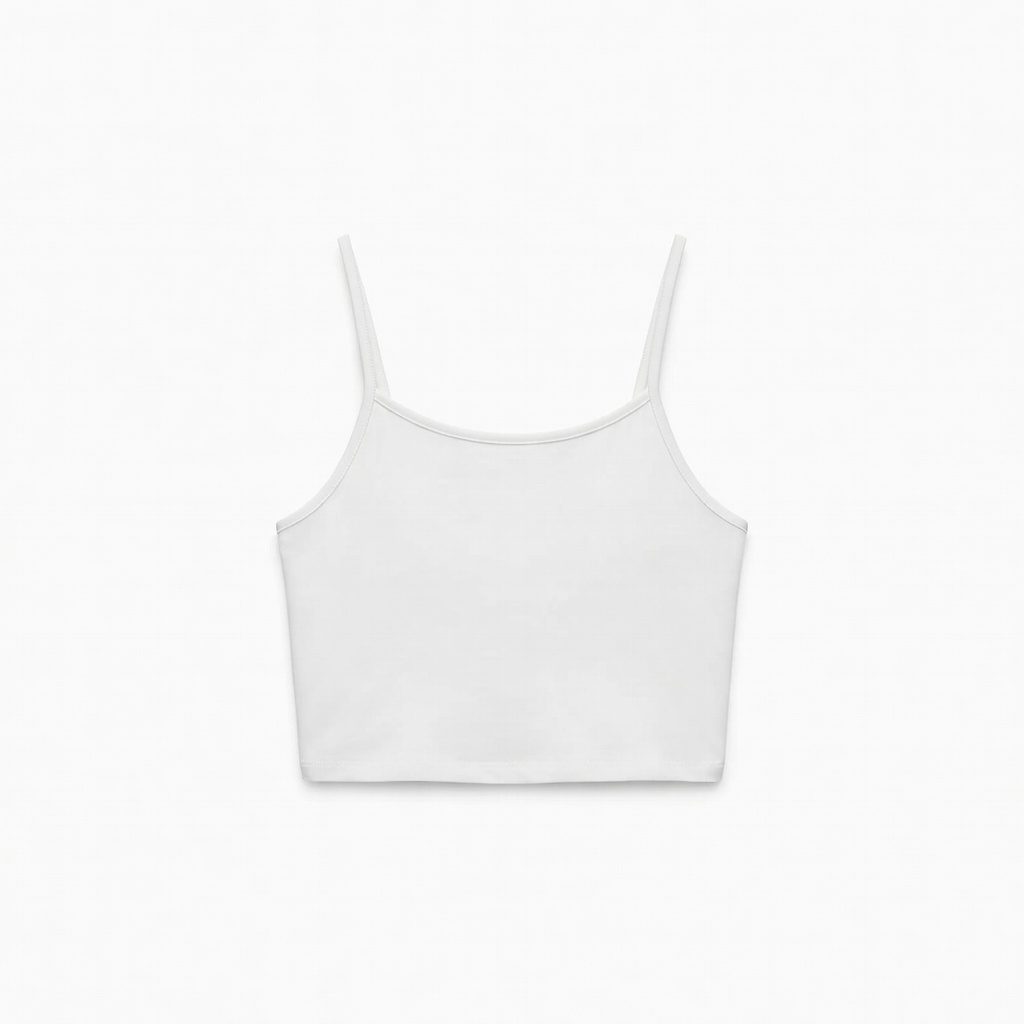 Weißes Crop Tanktop mit Spaghetti-Trägern